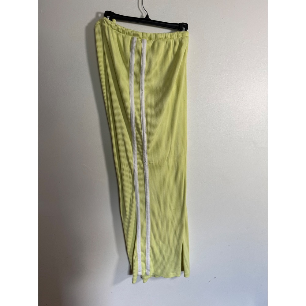 Old Navy Womens 2X Yellow Ribbed Knit Side Stripe Lounge Pants Wide Leg Sporty